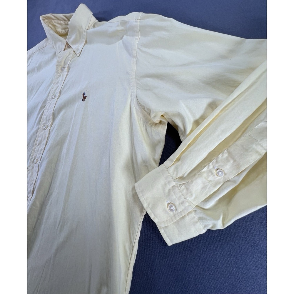 Ralph Lauren Yarmouth Soft Yellow Oxford Button Down Casual Shirt Mens 17 34/35 - Picture 3 of 13